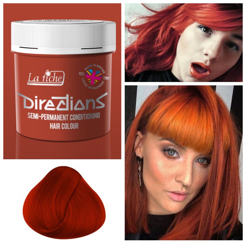 Красная краска для волос цвета пламени Flame - Directions
