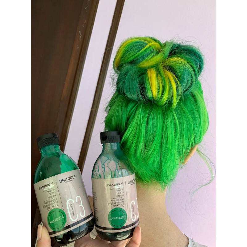 Зеленая краска для волос Unitones 280ml - Malachite - Большая туба