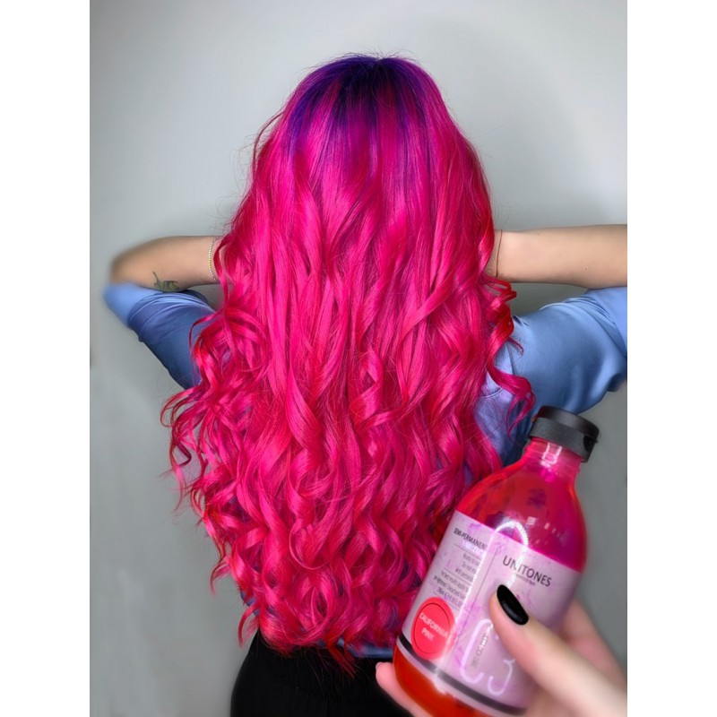 Розовая краска для волос Unitones 280ml - California Pink - Большая туба - СВЕТИТСЯ В УФ