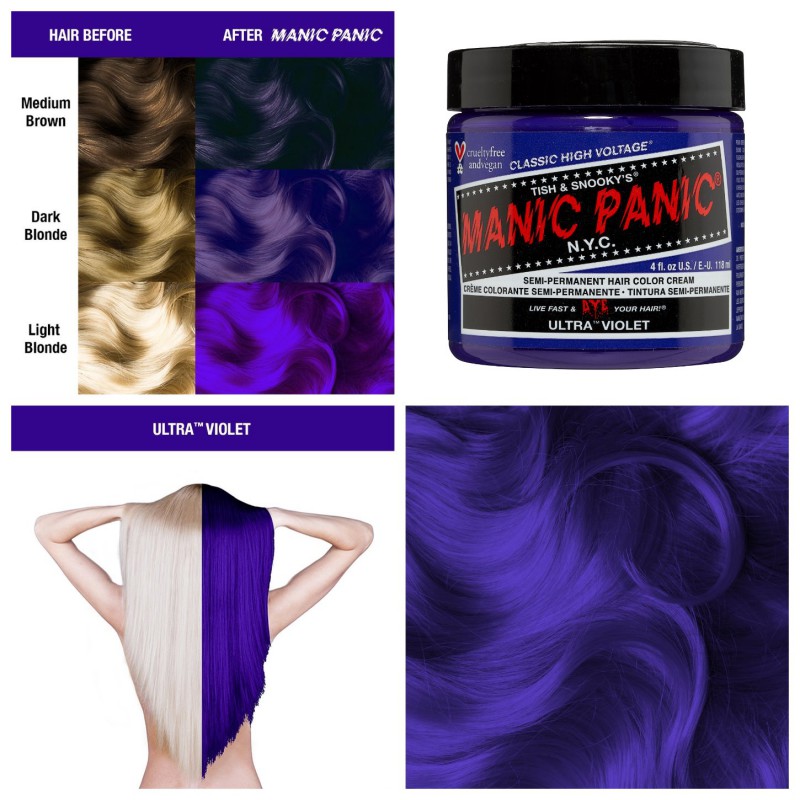 Фиолетовая краска для волос ULTRA VIOLET CLASSIC HAIR DYE - Manic Panic.